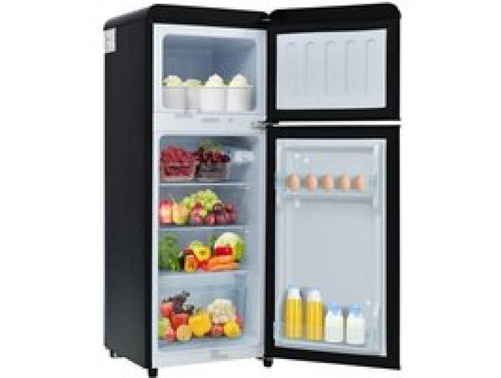 Réfrigérateur Rétro Combiné 92L 105.5cm Double Porte Congélateur 28L 116 kWh/an LED Classe D Silencieux 45dB
