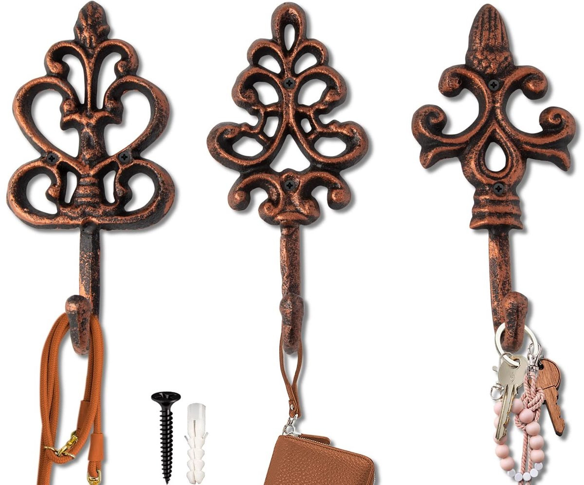Set van 3 decoratieve muurhaken van gietijzer in vintage stijl