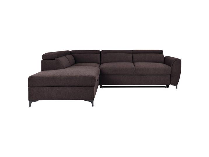 Carryhome Ecksofa, Dunkelbraun, Metall, 5-Sitzer, Ottomane links, L-Form, 255x217 cm, Wohnzimmer, Sofas & Couches, Wohnlandschaften, Ecksofas
