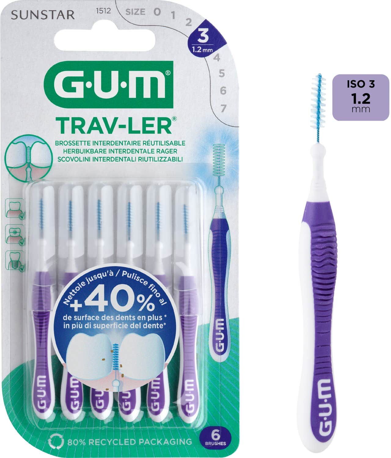 Gum Trav-Ler Cepillo Interdental 1.2 mm 6 uds