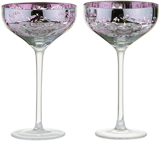 Artland Filigree Set Of 2 Lilac Champagne Saucers