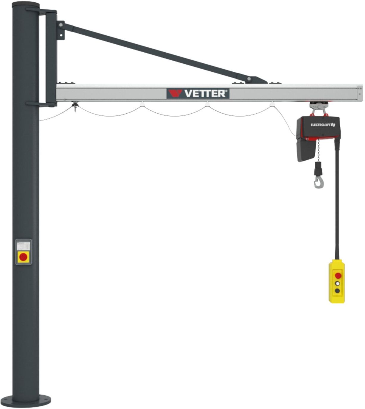 Vetter Säulenschwenkkran UNILIFT Verbundanker-System Elektrokettenzug 320kg, 3,9m ; VETTER Krantechnik (US3,2-3,9+VAS2+SiXX4F-BL)