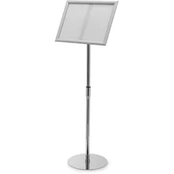 Deflecto Prospektständer Infodisplay mit Klapprahmen - DIN A3 -  Höheneinstellung 90-128,5cm - Transparent/Silber