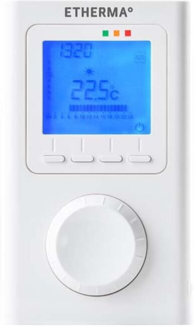 Etherma Thermostat d'ambiance sans fil avec horloge, affichage LCD ET-14A (40595)