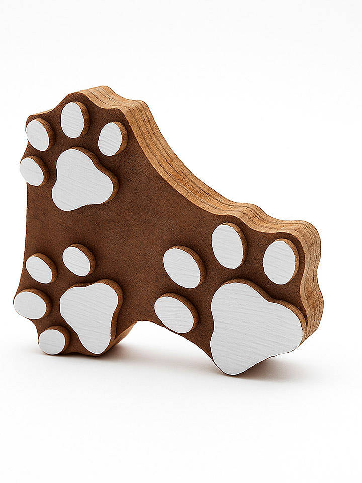 Samimi Blockdruck-Stempel ''Paws'' in Natur/ Weiß - (L)6 x (B)6,5 cm - onesize
