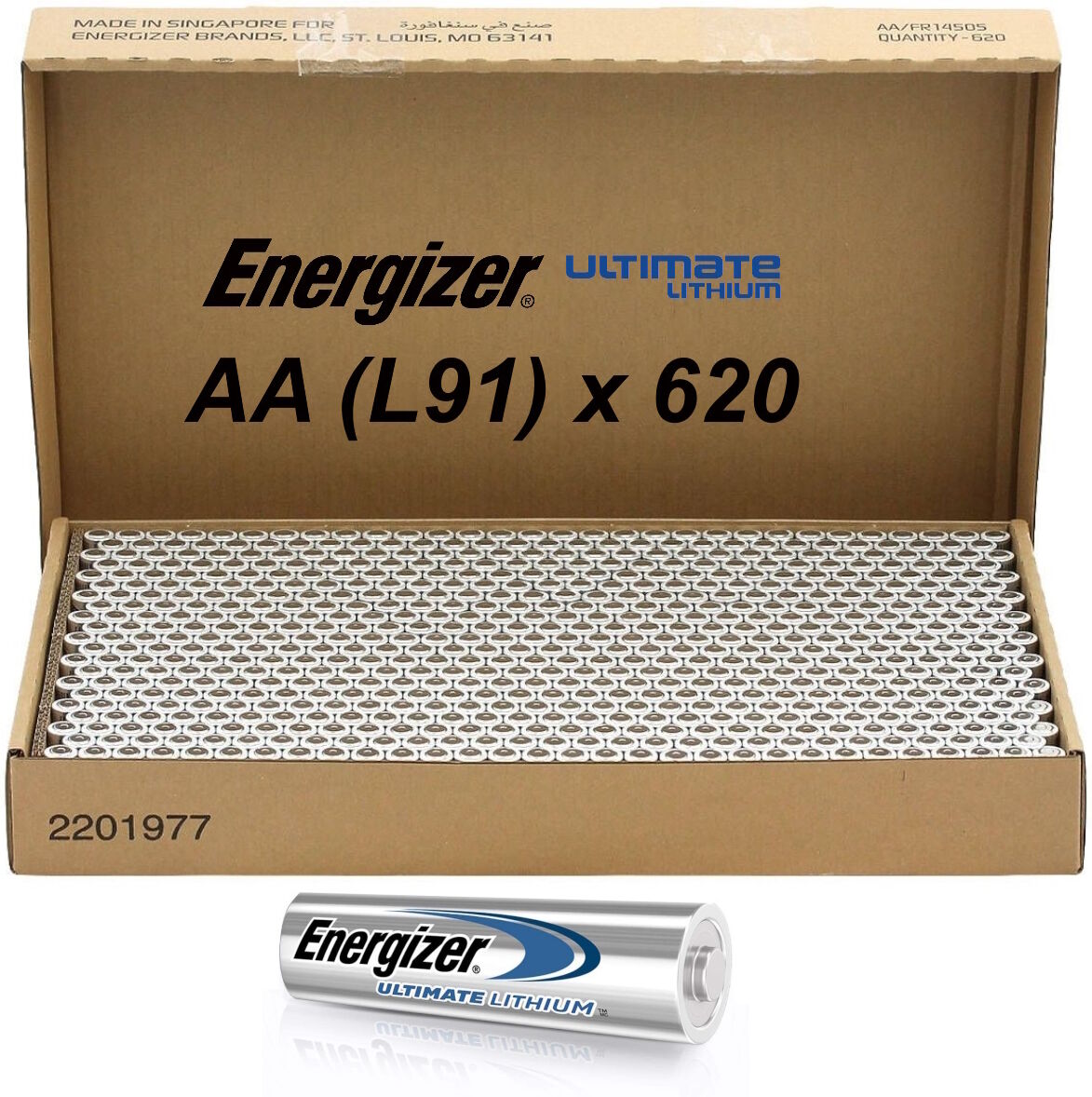 Energizer Ultimate Lithium AA L91 Batteries   Tray of 620