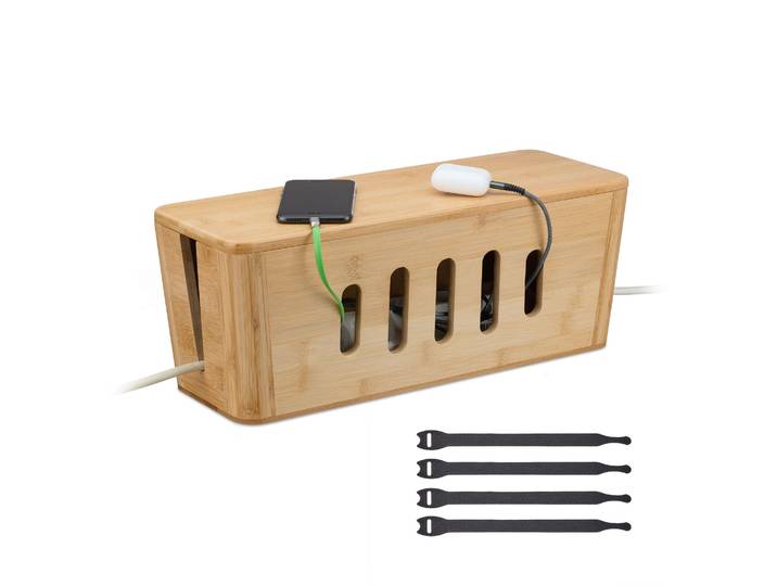 Kabelbox Bambus Hellbraun