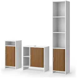 Vicco, Badmöbelset, Badmöbel-Set Norea, Eiche/Weiss, 3-teiliges Set