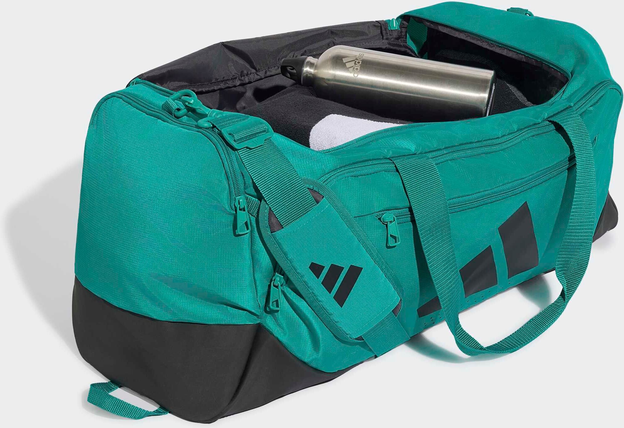 Sporttasche ADIDAS PERFORMANCE "TRA DEF DUF M", Damen, grün (equipment grün, schwarz), Obermaterial: 100% Polyester, Taschen Sporttasche equipment grün, schwarz Einheitsgröße