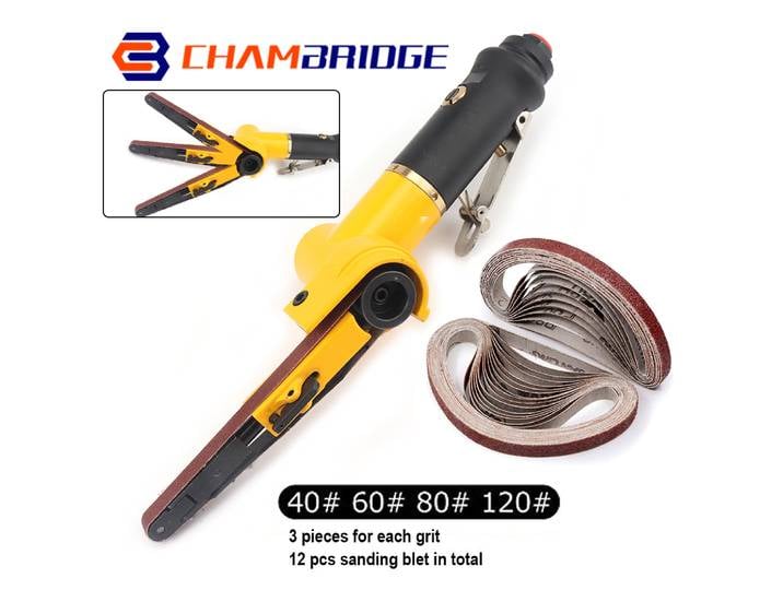 Ponceuse pneumatique 10mm x 330mm, ensemble de ponceuse à bande pneumatique, meuleuse à bande pneumatique pour le meulage et le polissage, meuleuse pneumatique, machines-outils