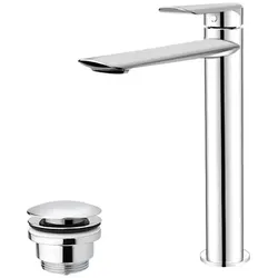 TRIZERATOP Mitigeur de lavabo avec bec haut et garniture de vidage (bouchon) chromé