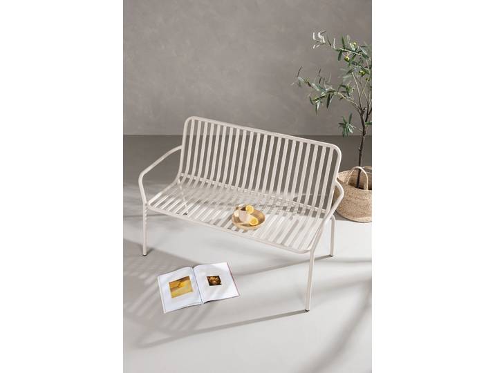 Gartenlounge-Bank VENTURE HOME Peking, robustes Bankelement für hohen Sitzkomfort , beige (beige, beige), B:130cm H:85cm T:64cm, Aluminium, Sitzbänke, Gartenlounge-Bank, Sitzbank rund, Aluminiumgestell, leicht, komfortabel