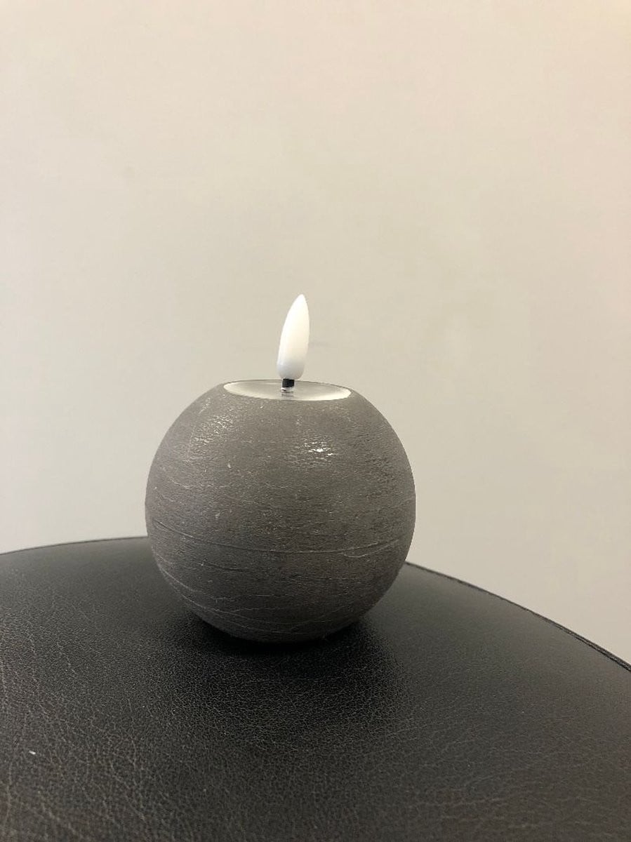Magic Candles Led Wax Kaars Grijs Bolvorm