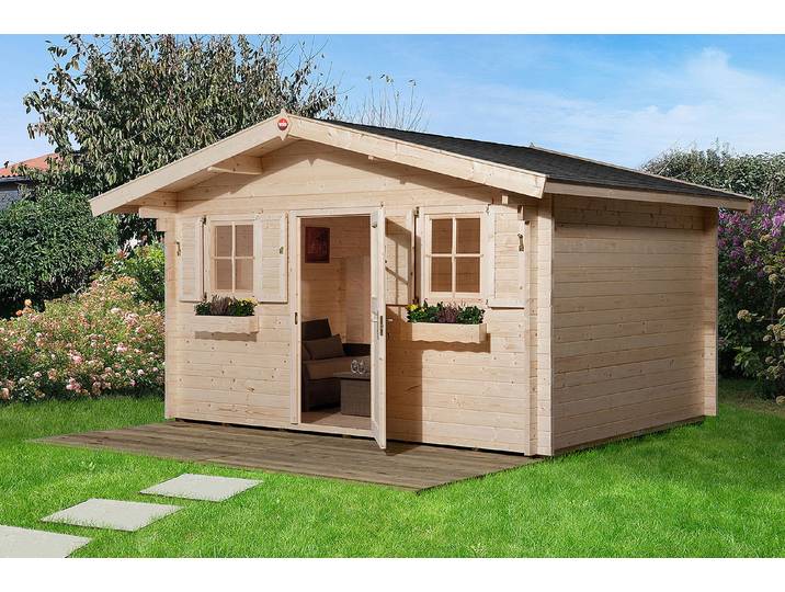 Weka Gartenhaus 135 Gr.1 mit Vordach Natur 3 × 4 m
