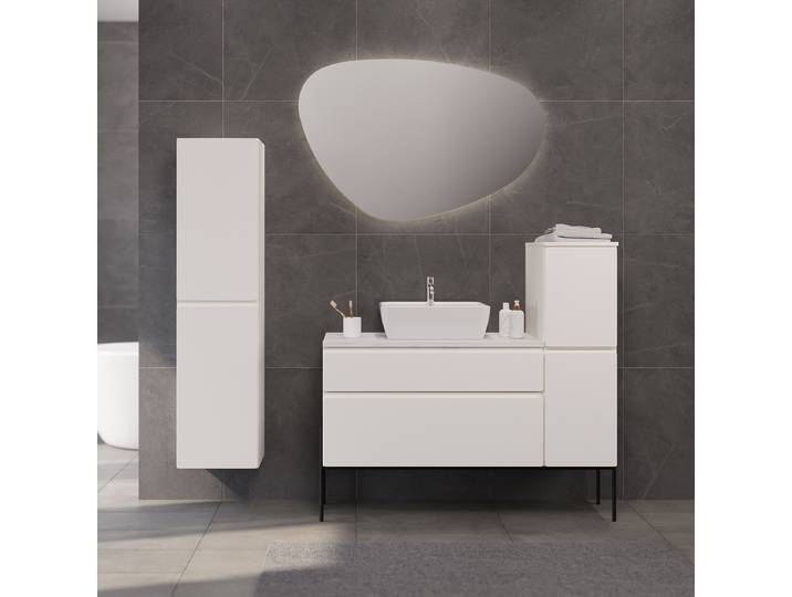 Meuble sous-vasque 90 cm 90 x 51 x 47cm Blanc/Blanc mat