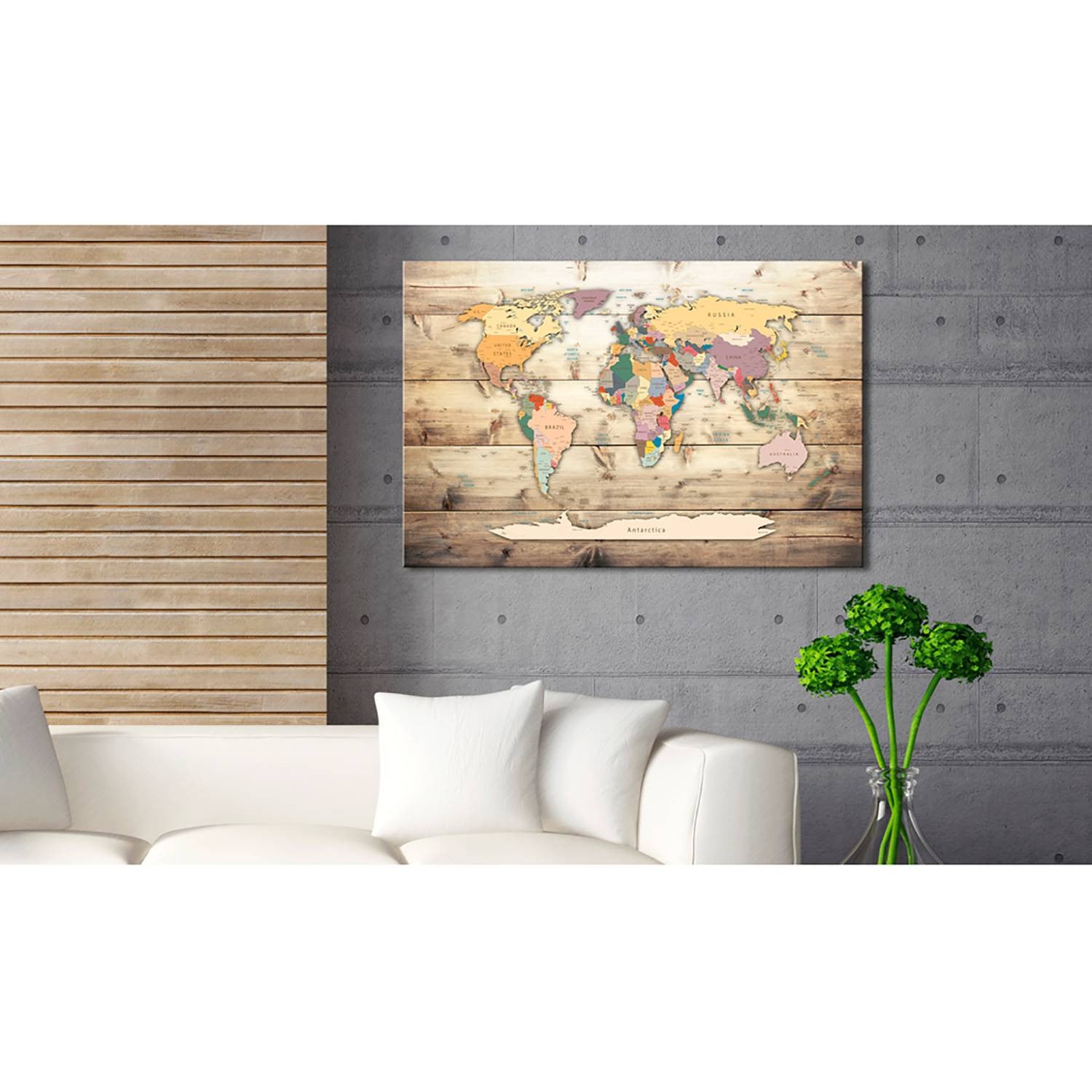 home24 The World at Your Fingertips wanddecoratie, bruin en meerkleurig, 60 x 40 cm