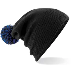 Beechfield Unisex Snowstar Beanie Bommel-Mütze B450 black/bright royal one size