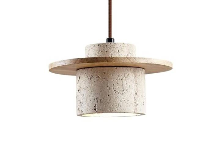 Modern Hängeleuchte Holz Naturstein Pendelleuchte Einzelkopf Marmor Decken Hängelampe Bauernhaus Mid Century Vintage Kronleuchter for Esszimmer Nachttisch Eingangsbereich Café Restaurant(Wood color)