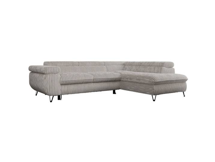 ECKSOFA PEDRO L Hellgrau Cord - Rechts Seite
