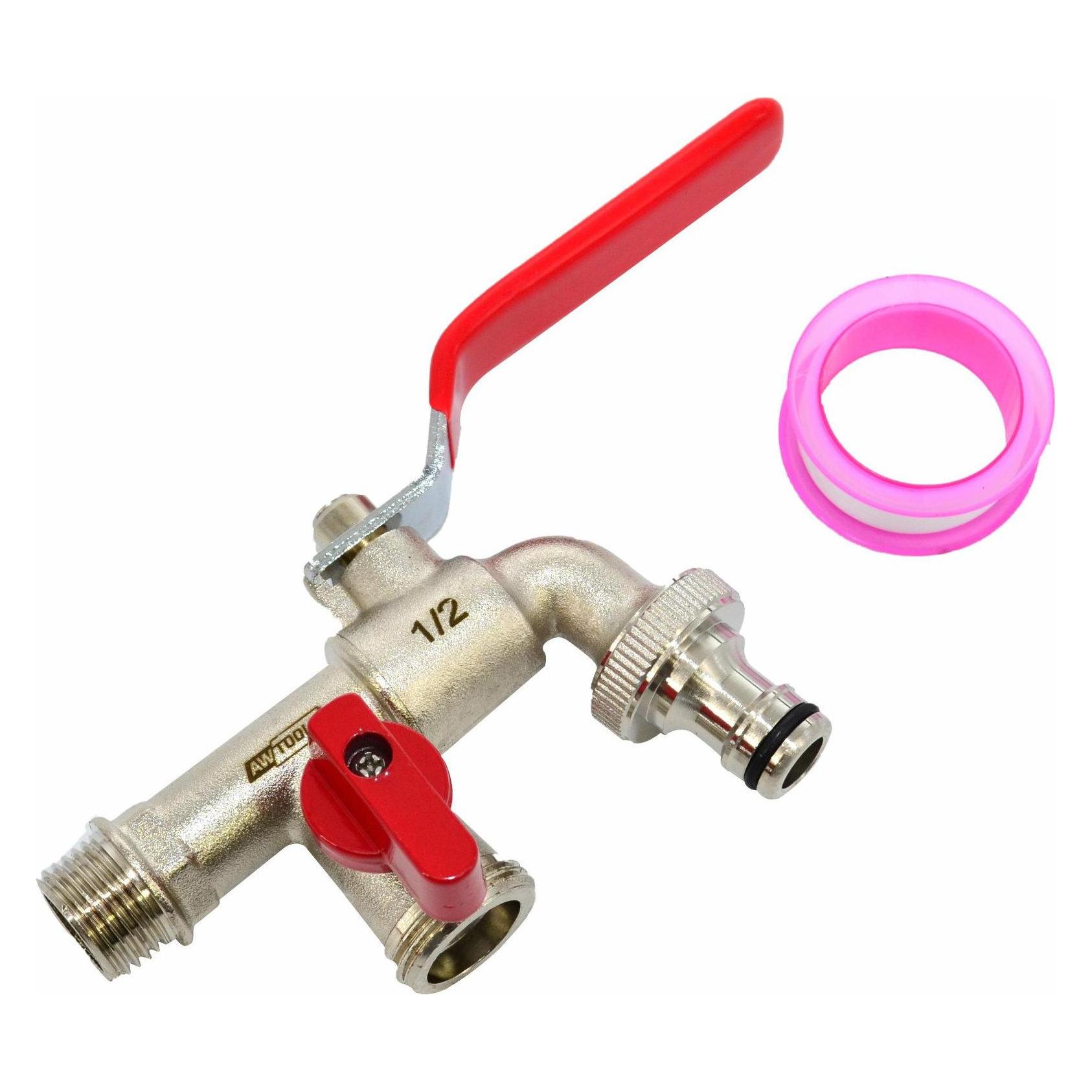 Awtools Doppelter Gartenwasserhahn aus vernickeltem Messing (19.05 mm) (57386409)