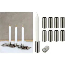 Novaliv, Kerzenständer, 4x Kerzenständer Stabkerzen magnetisch 2,5x5cm SILBER Kerzenhalter weihnachtliche