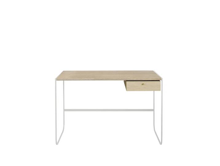 Asplund Bureau Tati chêne teinté blanc (p2), 1 tiroir p2, support blanc