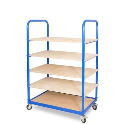BRB Etagenwagen mit 5 Ebenen, BxTxH 1050x500x1450 mm, 4 Lenkrollen, 2 Rollen mit Feststellbremse
