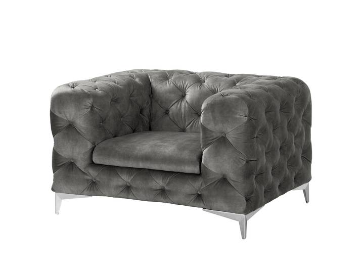 Sessel Merlin Grau Samt Tomi 124 x 76 x 97cm