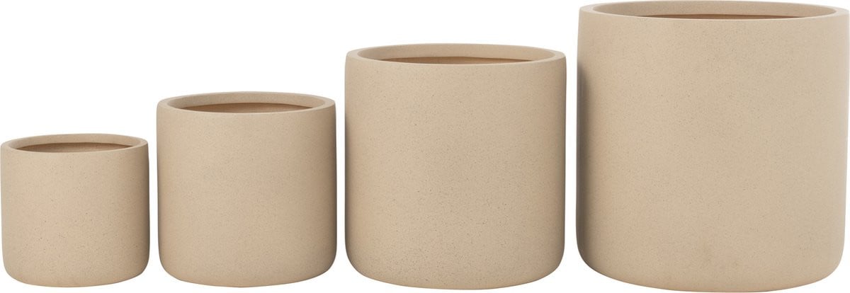 J-Line bloempot Dune tabletop keramiek wit set van 4