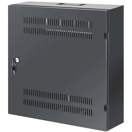 INTELLINET Flacher 48,3cm 19Zoll Wandverteiler mit Montageschienen 4 HE Horizontal und 2 HE Vertikal 170mm tief schwarz RAL7021