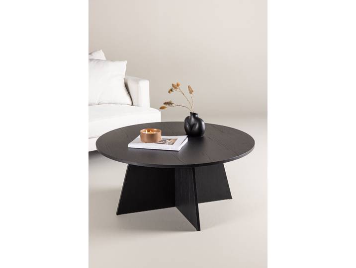 Couchtisch VENTURE HOME Bootcut, runder Couchtisch in elegantem Schwarz, Ø 100 cm , schwarz (schwarz, schwarz), B:100cm H:45cm T:100cm, Tische, Couchtisch, Sofatisch, MDF, rund, einheitlich, kraftvoll, modern