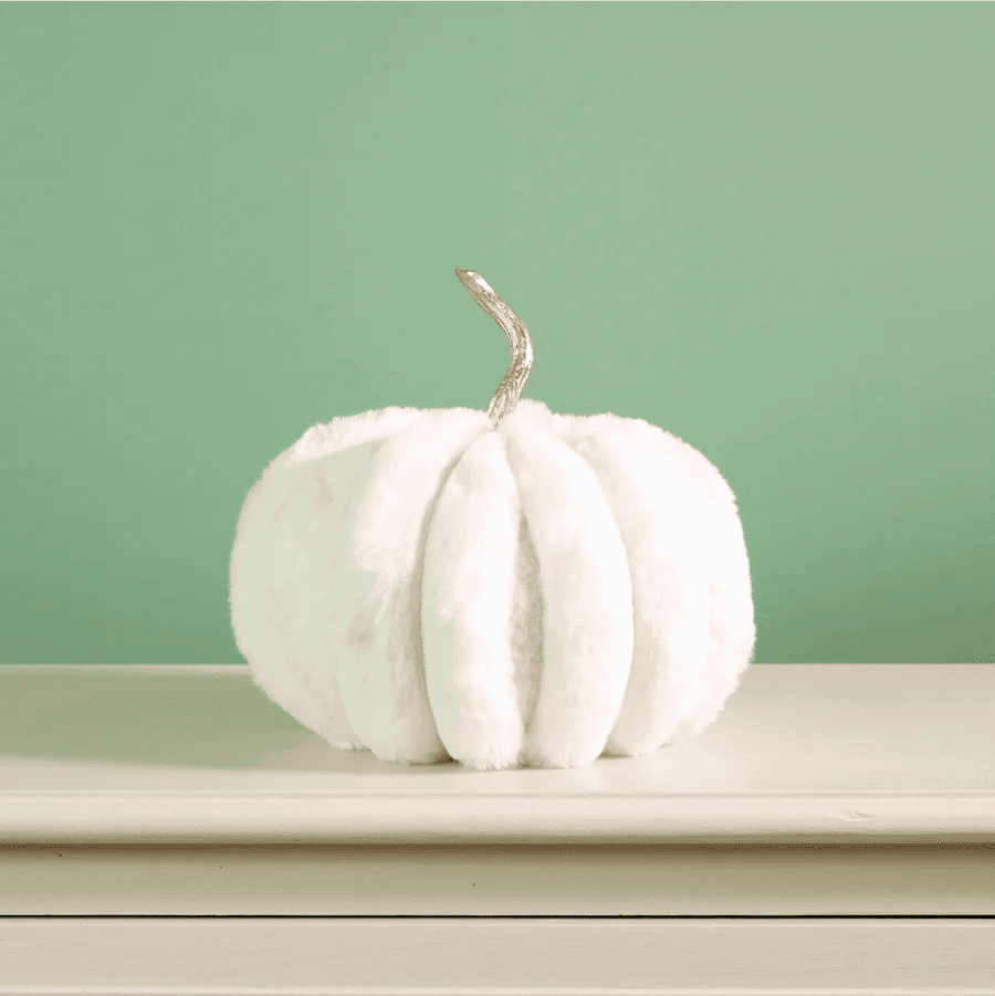 Large Cream Faux Fur Pumpkin