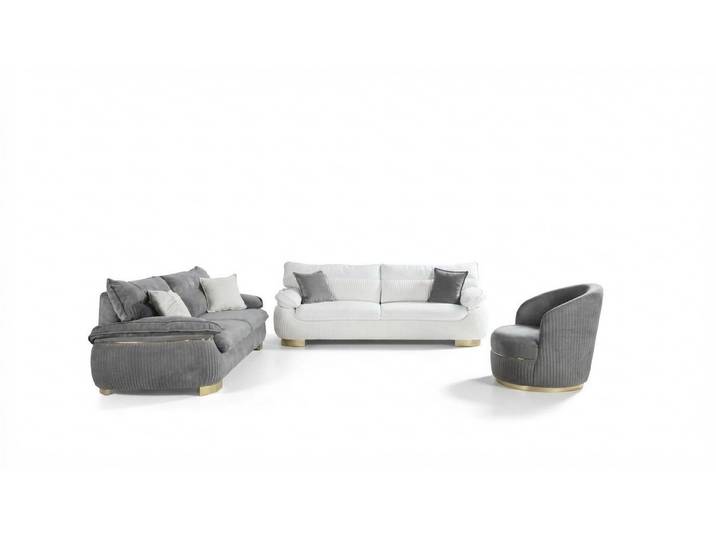 Xlmoebel Polstergarnitur Sofagarnitur 3-2-1 Sitzer grau Couch Stoff Möbel, (3-2-1 Sitzer, 3-tlg., 3-2-1 Sitzer, grau), Made in Europa