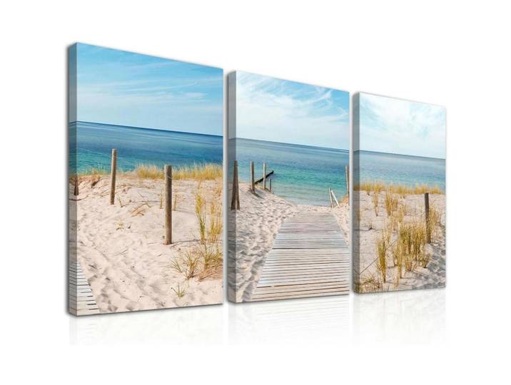 Wandbild 3-teiliges Set Strandmotiv 30x40 cm, Blau, 30.8x0.5 cm, Bilder & Rahmen, Bilder, Leinwandbilder