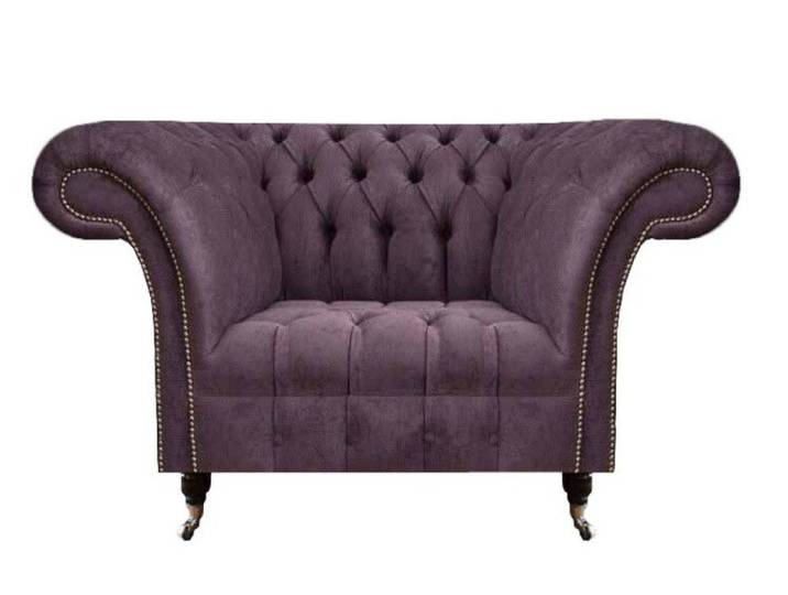 Xlmoebel Chesterfield-Sessel Chesterfield Lila Einsitzer Wohnzimmer Sitzmöbel Edler (Sessel), Made in Europa