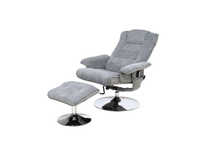 Relaxsessel mit Hocker grau Microfaser drehbar - TOMA