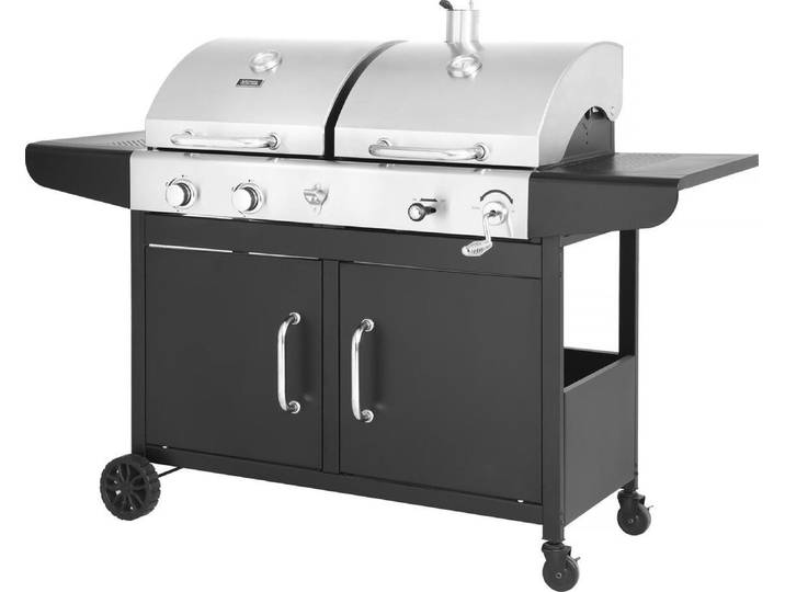 Gaz- und Holzkohle-Grill 2-in-1 \ Western\ - Schwarz