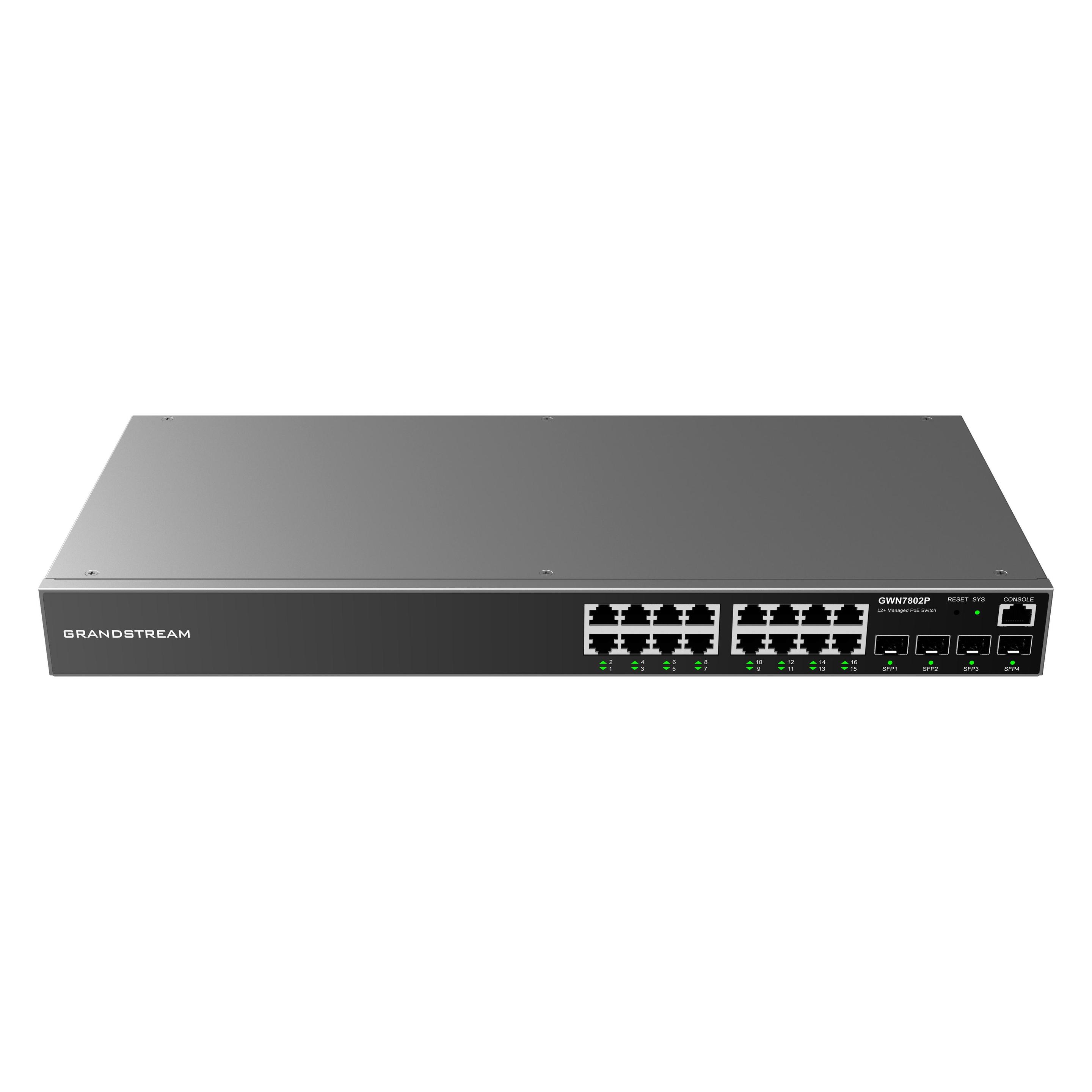 Grandstream GWN7802P, Managed Switch, 16x Gigabit ports, 4x SFP, 16x Poe, L2 layer (16 Ports) (GWN7802P)