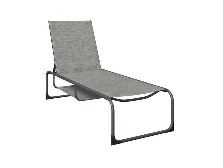 Ambia Garden Gartenliege, Anthrazit, Grau, Metall, Textil, 196x35x64 cm, Rückenlehne verstellbar, Gartenmöbel, Gartenliegen, Sonnenliegen
