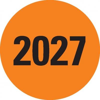Dreifke® Prüfplakette 2027,für Prüfnachweise,orange,Dokumentenfolie,Ø20mm,36 St/Bogen