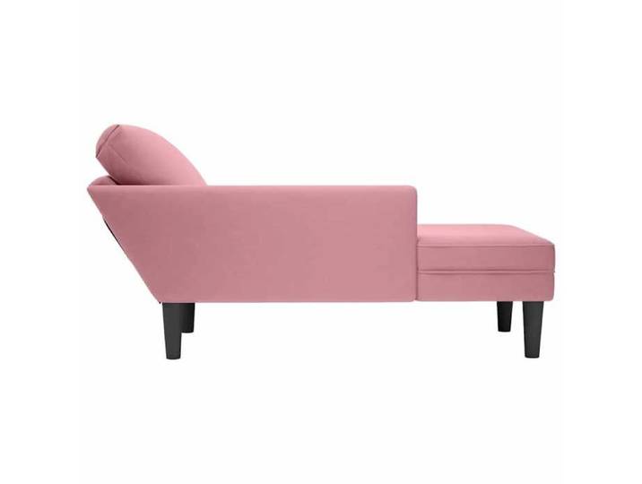 Fauteuil long avec coussin et accoudoir droit rose velours_2 ans garantie_87724