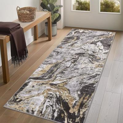 Garvee Cloud Ink Modern Abstract Washable Area Rug