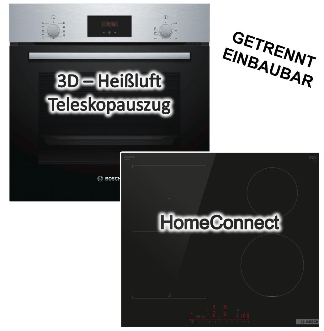 Herdset Bosch Backofen 3DHeißluft Teleskopauszug+ Induktionsfeld PowerBoost HomeConnect PerfectFry