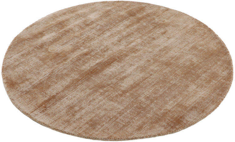 Carpetfine Ava Handmade Viscose Silky Solid Soft Beige Rug Beige Round 120cm
