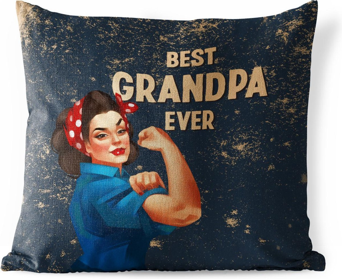 Weerbestendig buitenkussen Best Grandpa Ever - 45 x 45 cm