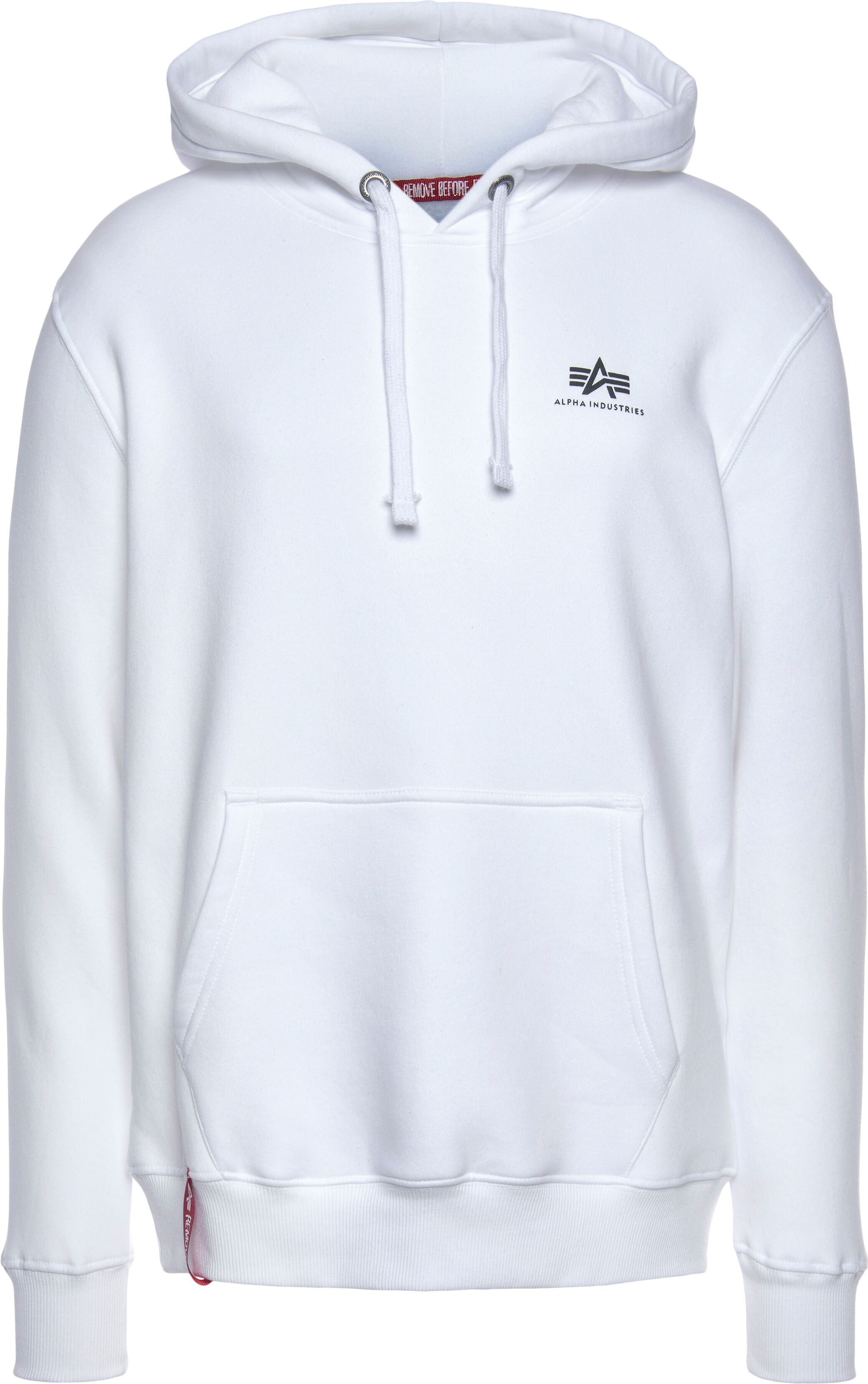 Kapuzensweatshirt ALPHA INDUSTRIES "Hoody Small Logo", Herren, Gr. 3XL, weiss (weiß), angeraute Sweatware, Obermaterial: 80% Baumwolle, 20% Polyester, bedruckt, normal normal, Rundhals, Rippbündchen, Sweatshirts Kapuzensweatshirt, Baumwollmischung, regula