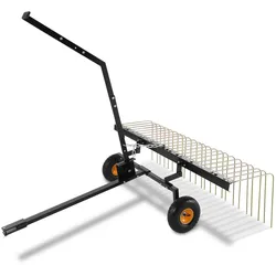 VEVOR Vertikutierer, 60-Zoll-Vertikutierer mit 24 Stahlzinken, Rasenvertikutierer für ATV oder Mäher, Rasenrechen mit Hebegriff für Laub, Tannennadeln und Gras
