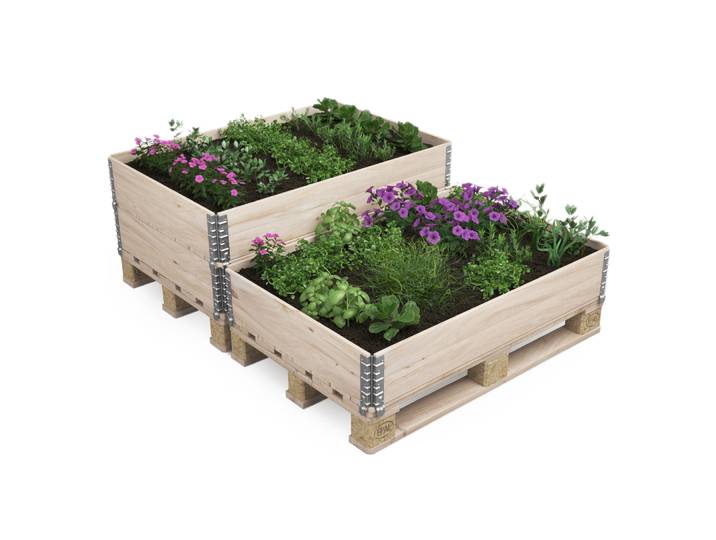 Hochbeet mit 2 Paletten Holz 120 x 80 x 34 cm
