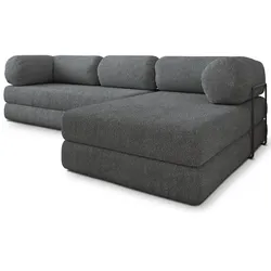 ECKSOFA KELI modulares Boneless Sofa mit Schlaffunktion Grau Boucle-Stoff