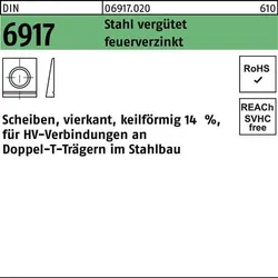 Unterlegscheibe DIN 6917 ÜH vierkant keilförmig 17 Stahl C45 feuerverz. 1St.